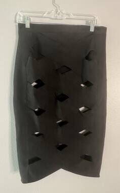 MISGUIDED Goth Pencil Cut Out Stretch Skirt With Built In Under Garments Sz 10